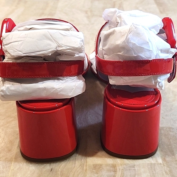 NIB Prada Red Patent Sandals EU 37 1/2 - Picture 6 of 13